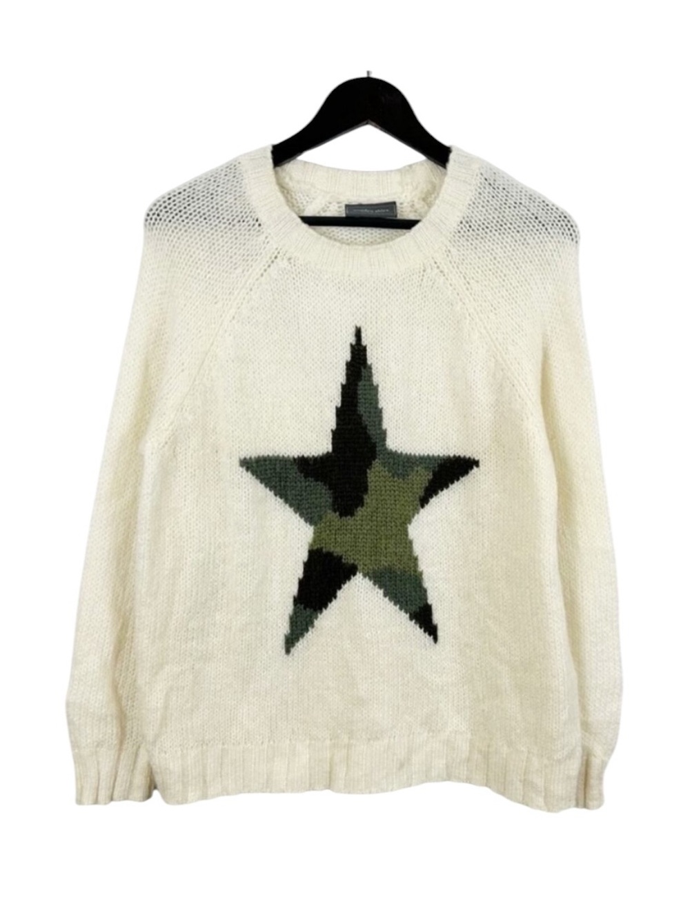 Wooden Ships Cream Sweater with Camouflage Star Size S/M